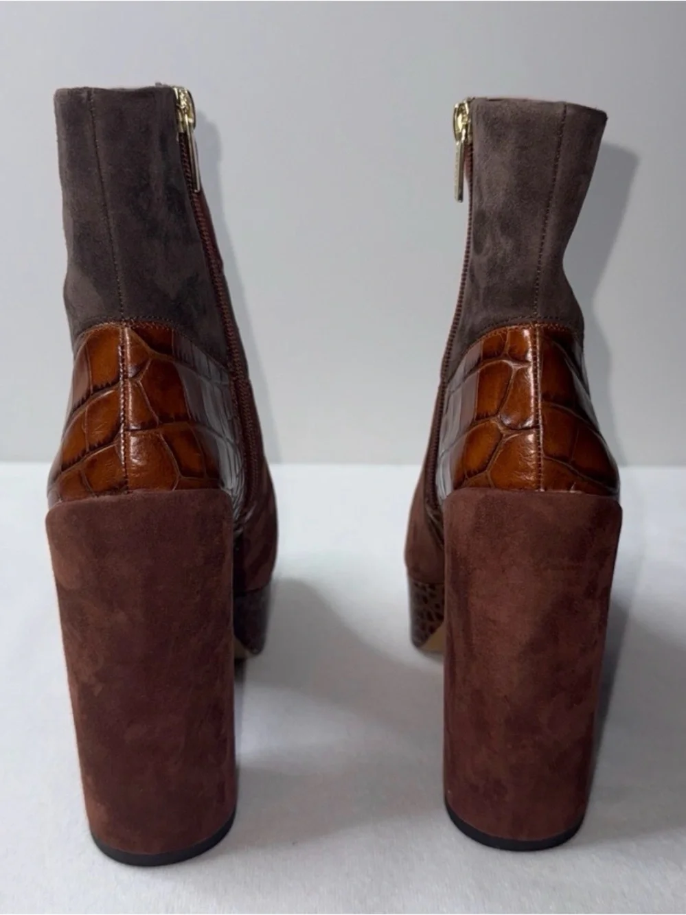 Women's Brown Suede Platform Ankle Boots